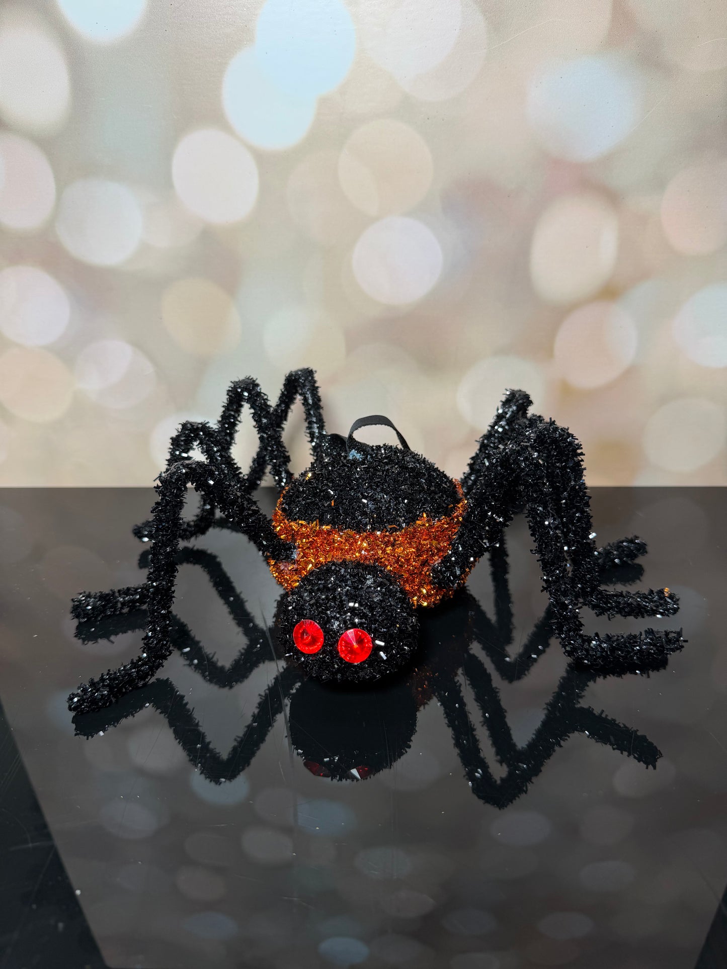 11" TINSEL GLITTER SPIDER BKOR