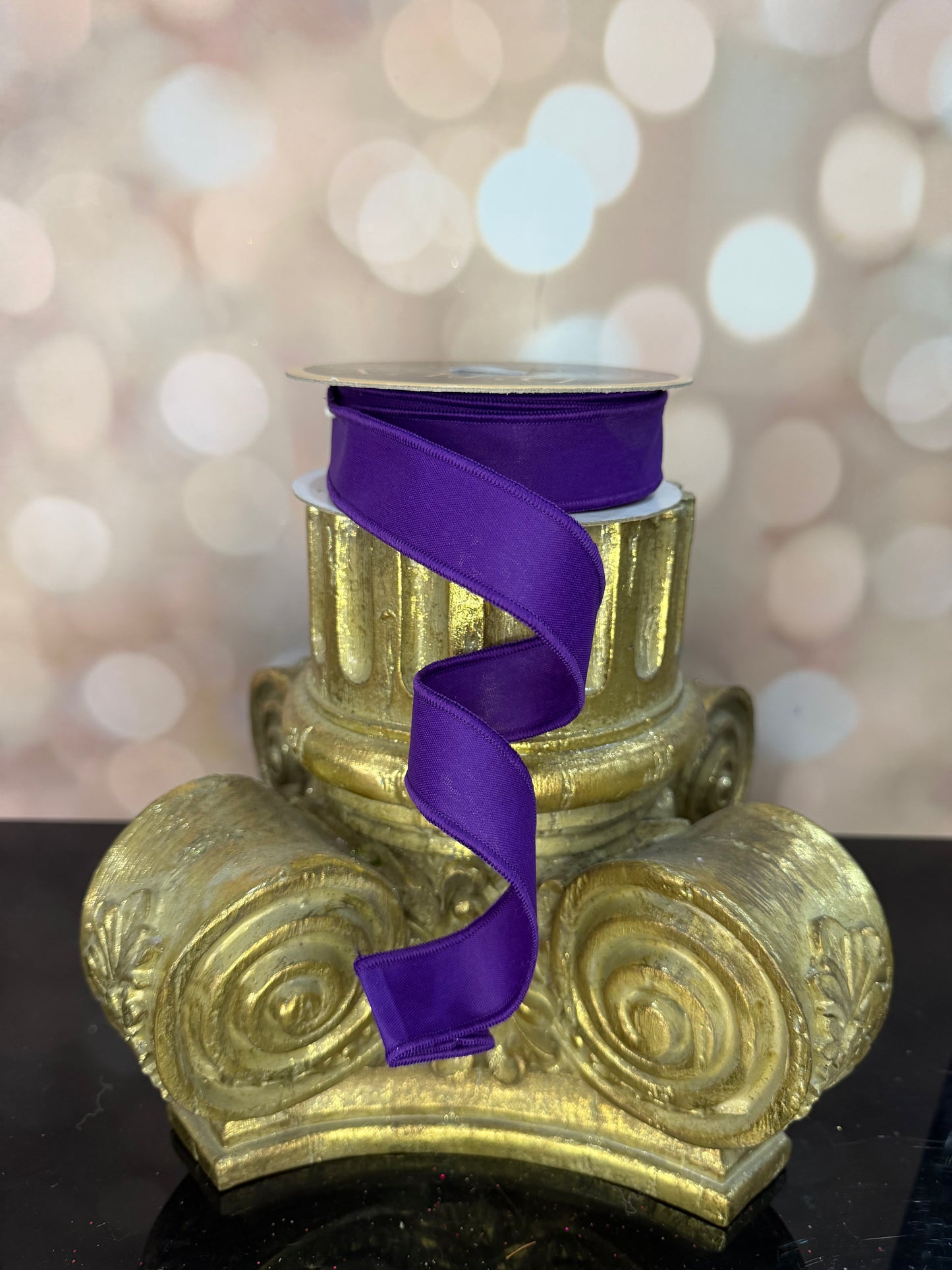 7/8"X10YD-PURPLE MOIRE FABRIC WIRED RIBBON