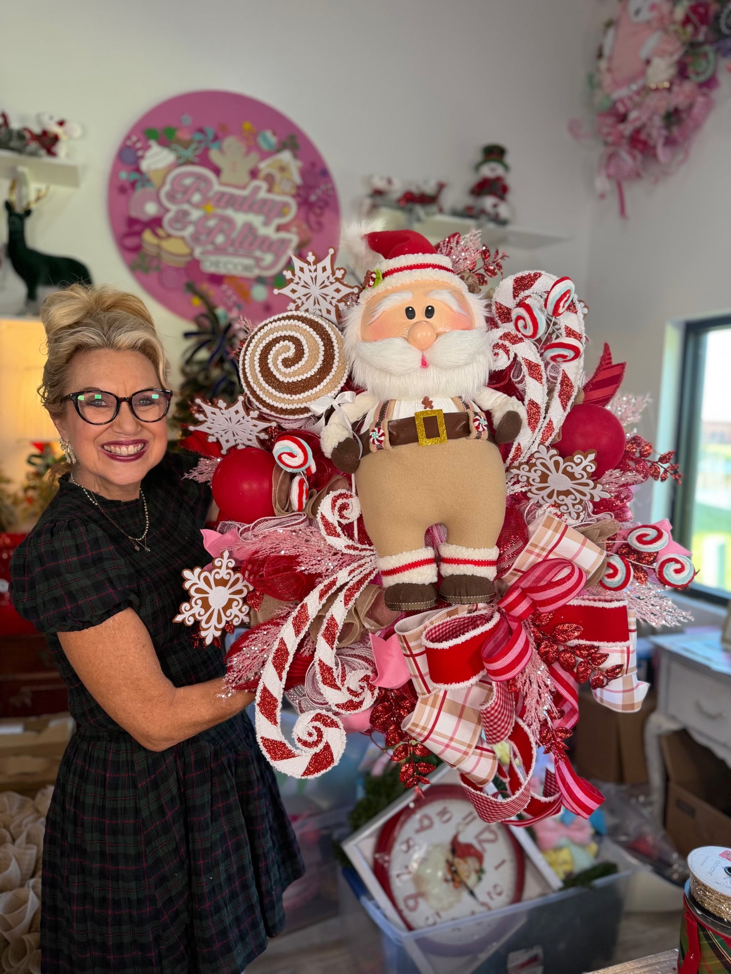 Gingerbread Santa wreath - Burlap and Bling Decor