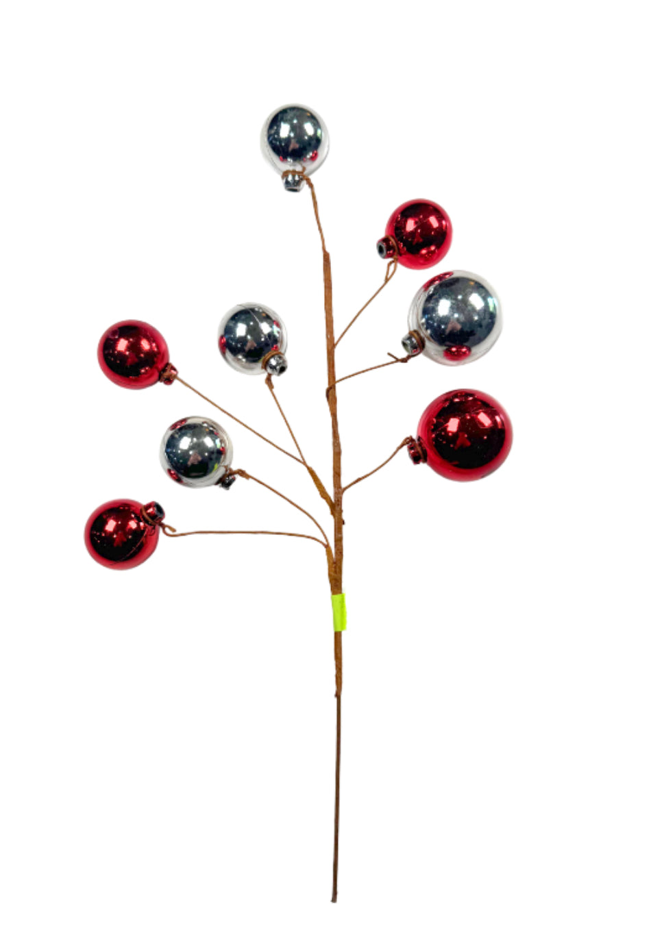CHRISTMAS BALL PICK H12 RED/SILVER - Burlap and Bling Decor
