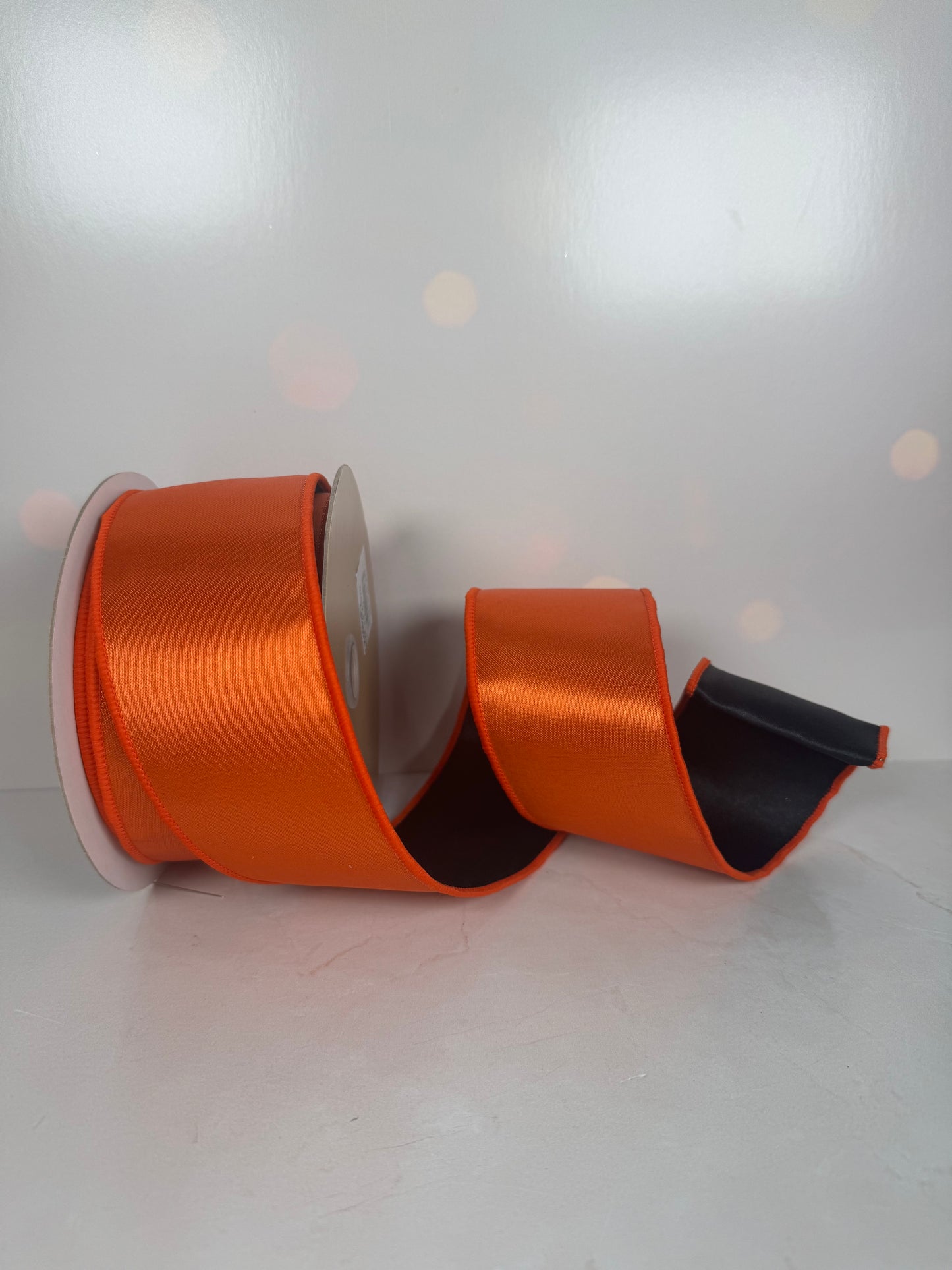 2.5"X10YD SATIN FUSED ORANGE/BLACK