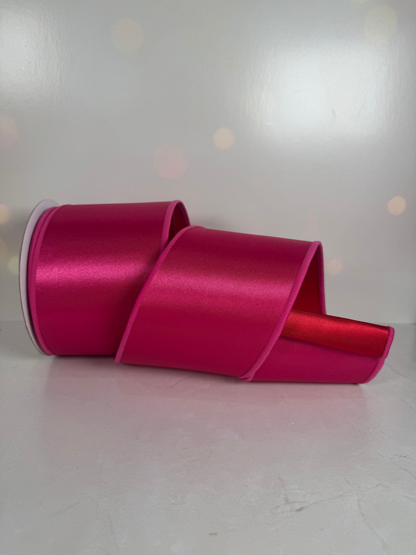 4"X10YD SATIN FUSED HOT PINK/RED