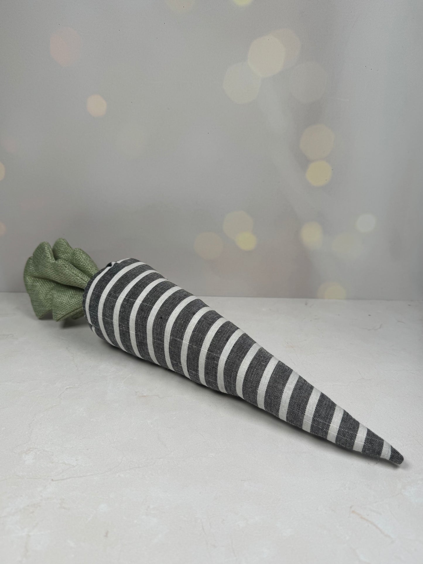 Plush Stripe Carrot Black White 17" X3.5" - Burlap and Bling Decor