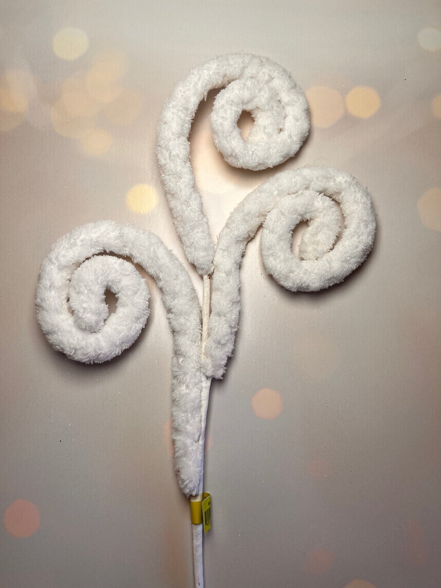 28" Fuzzy Spiral Curly Spray White - Burlap and Bling Decor