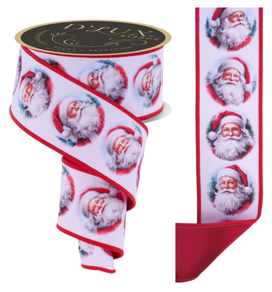 2.5"X10YD SANTA/FUSED WHITE/RED/NUDE/GRAY/BLUE - Burlap and Bling Decor