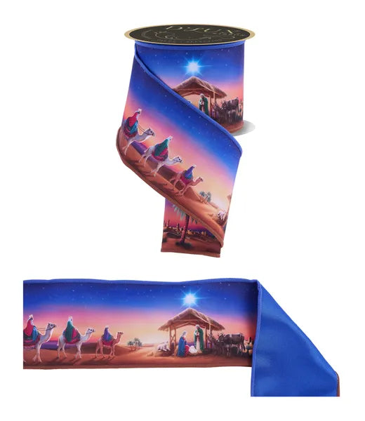 4"X10YD NATIVITY SCENE,FUSED WIRED RIBBON