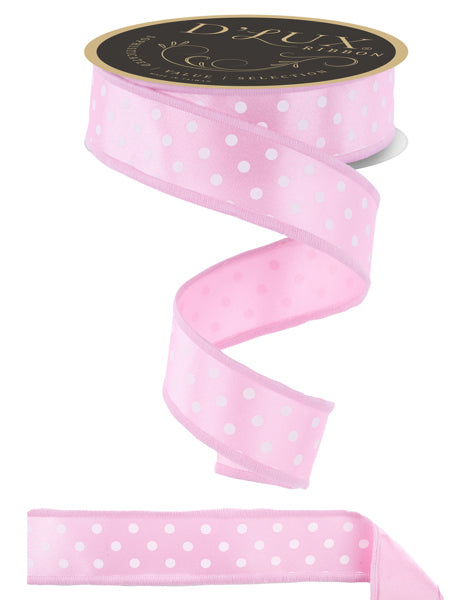 1.5"X10YD SMALL POLKA DOT/FUSED PINK/WHITE - Burlap and Bling Decor