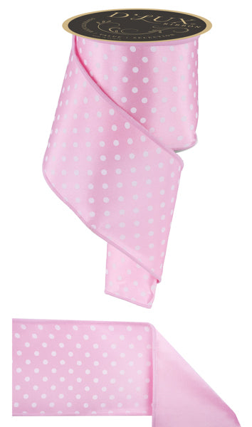 4"X10YD SMALL POLKA DOT/FUSED PINK/WHITE - Burlap and Bling Decor