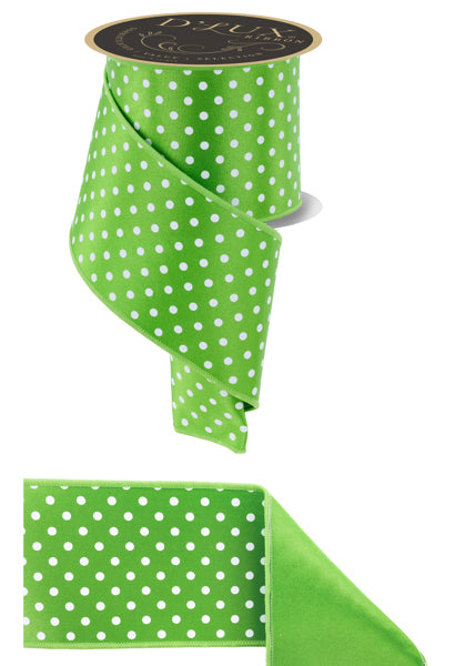 4"X10YD SMALL POLKA DOT/FUSED FRESH GREEN/WHITE - Burlap and Bling Decor