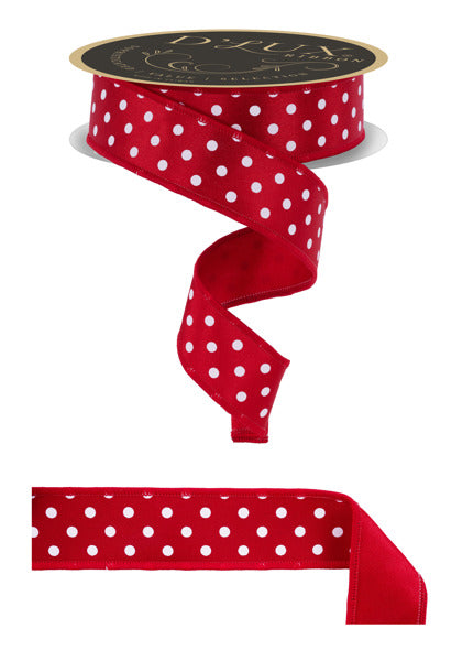 1.5"X10YD SMALL POLKA DOT/FUSED RED/WHITE - Burlap and Bling Decor
