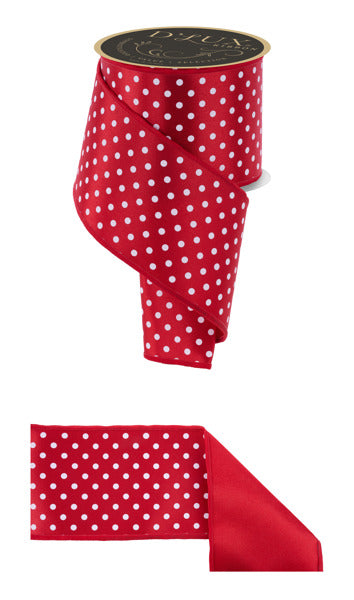 4"X10YD SMALL POLKA DOT/FUSED RED/WHITE - Burlap and Bling Decor