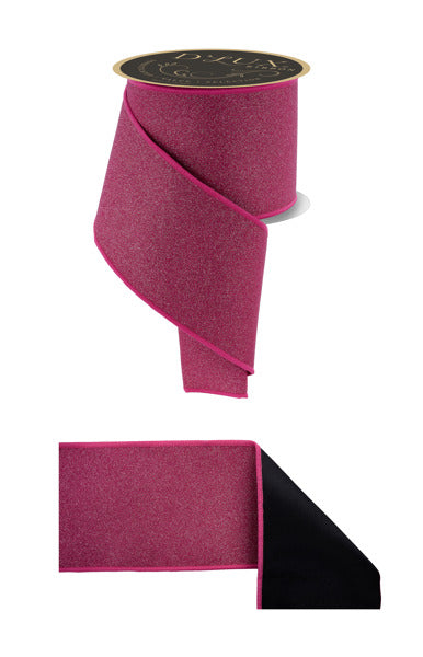 4"X10YD FINE GLITTER/FUSED FUCHSIA/BLACK - Burlap and Bling Decor