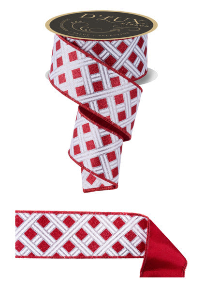2.5"X10YD WOVEN STRIPES/FUSED SILVER/RED/WHITE