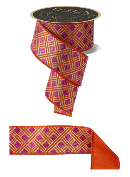 2.5"X10YD WOVEN STRIPES/FUSED GOLD/FUCHSIA/ORANGE