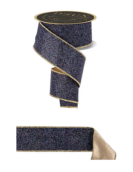 2.5"X10YD LASER GLITTER/LASER BLACK/GOLD