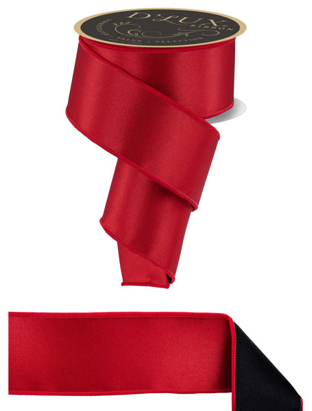 2.5"X10YD SATIN FUSED RED/BLACK - Burlap and Bling Decor