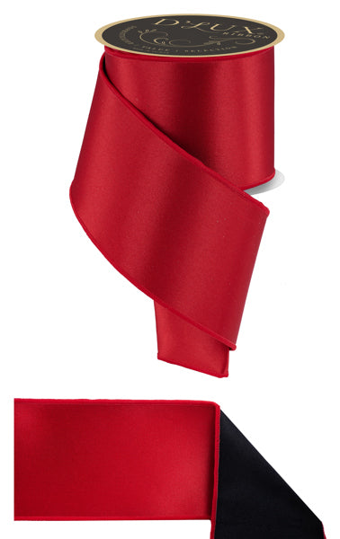 4"X10YD SATIN FUSED RED/BLACK - Burlap and Bling Decor