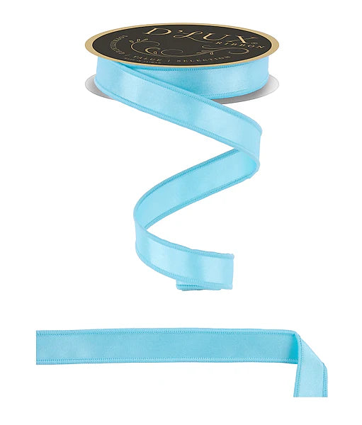 7/8"X10YD SATIN FUSED AQUA BLUE WIRED RIBBON