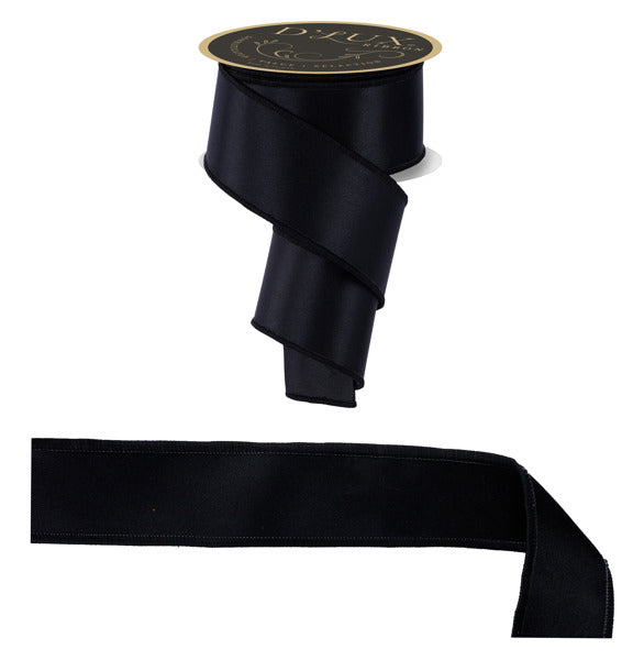 2.5"X10YD SATIN FUSED BLACK - Burlap and Bling Decor