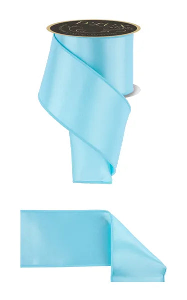 4"X10YD SATIN FUSED AQUA BLUE - Burlap and Bling Decor