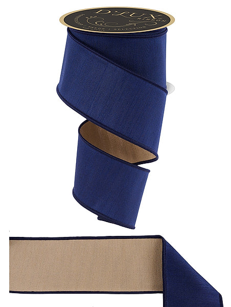 2.5"X10YD DUPIONI NAVY BLUE/GOLD