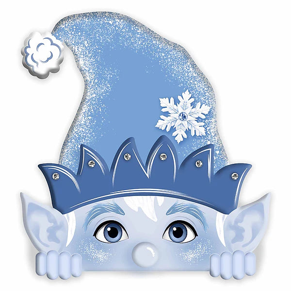 12"H X 11"L PEEKING JACK FROST SIGN BLUE/LT BLUE/WHITE