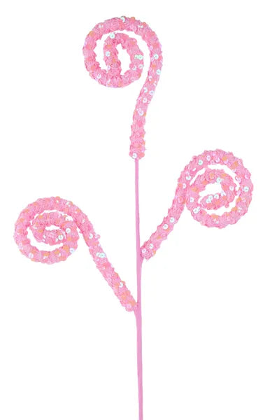 27"L IRID SEQUIN/LACE COIL SPRAY PINK - Burlap and Bling Decor