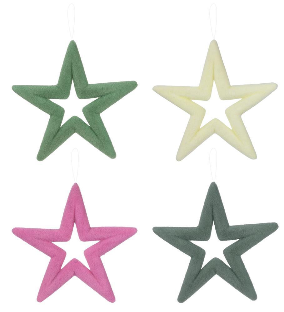 14"Lx14"H Flocked Open Star Vintage Colors - Burlap and Bling Decor
