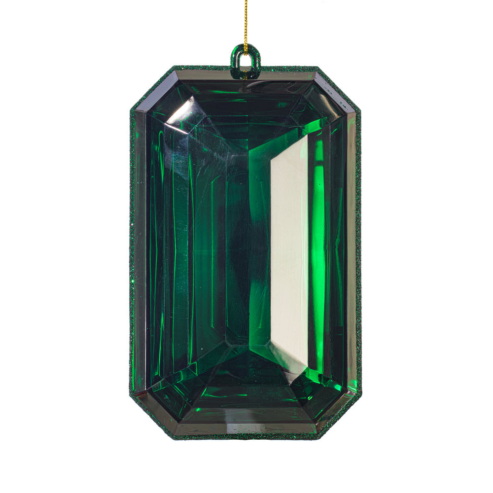 8" Dark Green Jewel Glitter Ornament