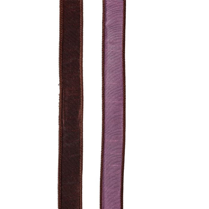 1" X 10YDS TWO SIDED Dupioni RIBBON LAVENDER/CHOCOLATE WIRED RIBBON - Burlap and Bling Decor