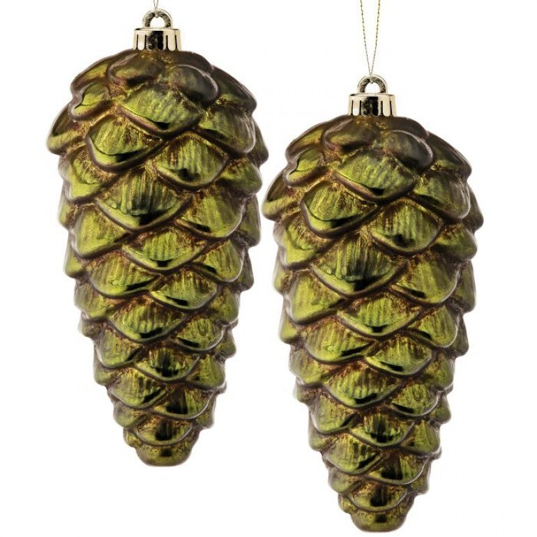 10" VP METALLIC PINE CONE ORNAMENT 2/BX ANGR