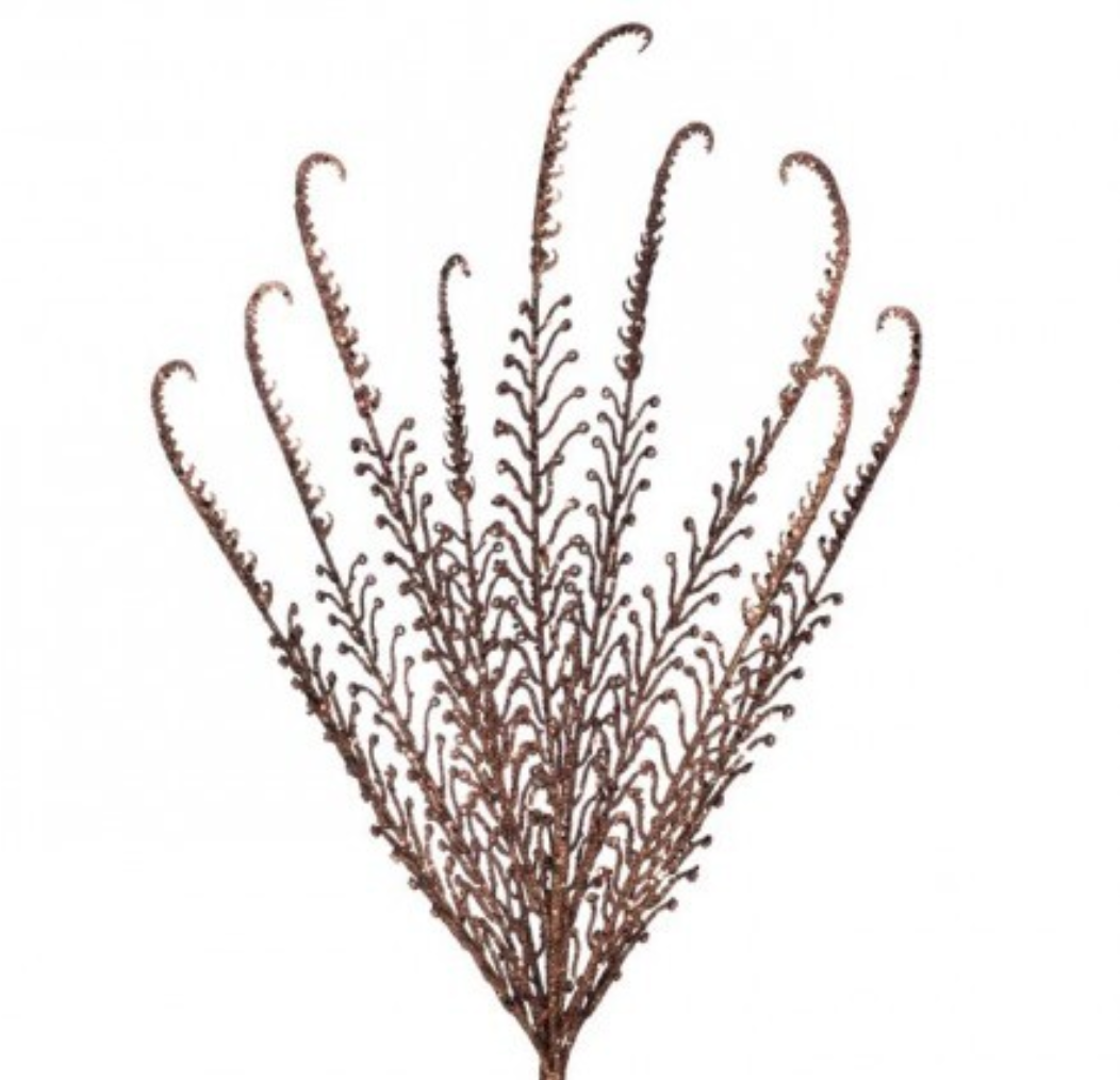 21" GLITTER/SEQUIN DRAGON FERN BUSH BRONZE - Burlap and Bling Decor