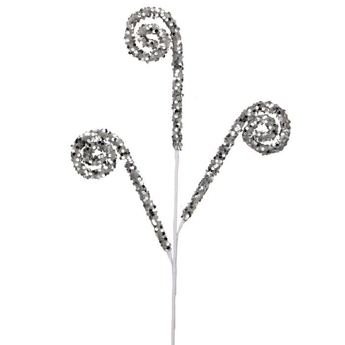 29" GLITTER SCROLL SPRAY SILVER - Burlap and Bling Decor
