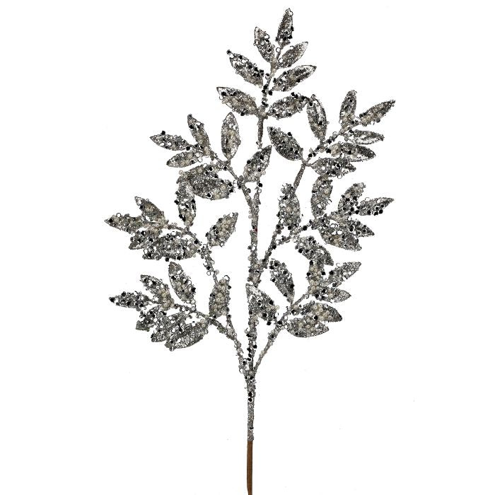 30" PEARL SEQUIN RUSCUS SPRAY PLATINUM - Burlap and Bling Decor