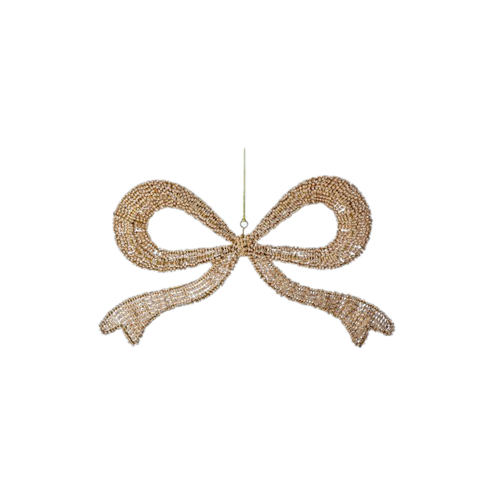 16" JEWEL/WIRE GIFT BOW- CHAMPAGNE - Burlap and Bling Decor