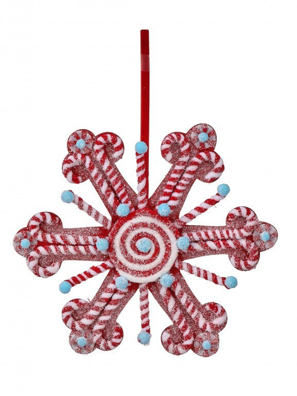 12" FROSTED PEPPERMINT SNOWFLAKE HOMU