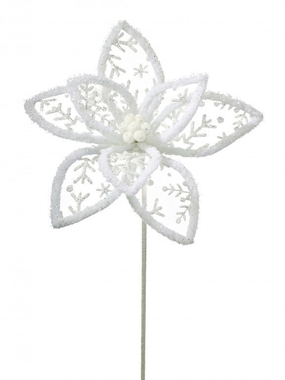 21" SNOWFLAKE POINSETTIA STEM WHFR