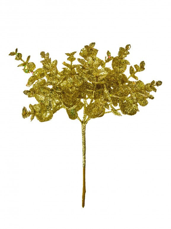11" GLITTER MINI EUCLYPTUS BUSH GOLD