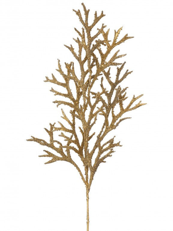 31"METALLIC BEADED LYPACODIUM SPRAY GOLD