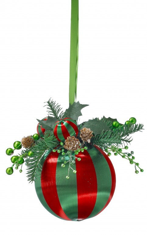 10" SATIN BALL W/TRIM KISSING BALL RDGR