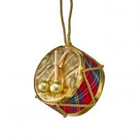 4" PLAID VELVET DRUM ORNAMENT RED