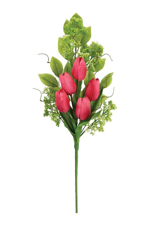 SEEDED BERRY, TULIP SPRAY 28" CERISE - Burlap and Bling Decor