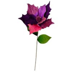 36" GLITTER VELVET POINSET FUSCHIA