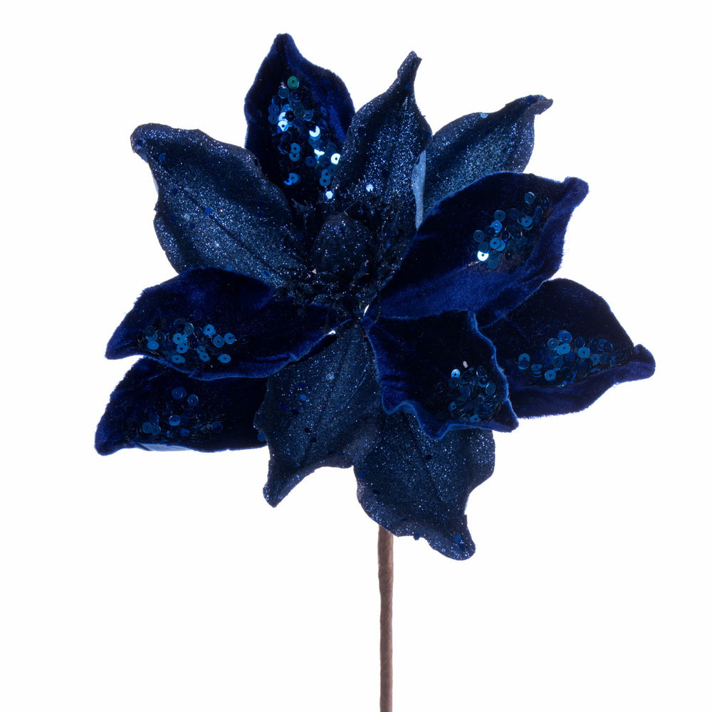 8" Midnight Blue Magnolia Flower - Burlap and Bling Decor
