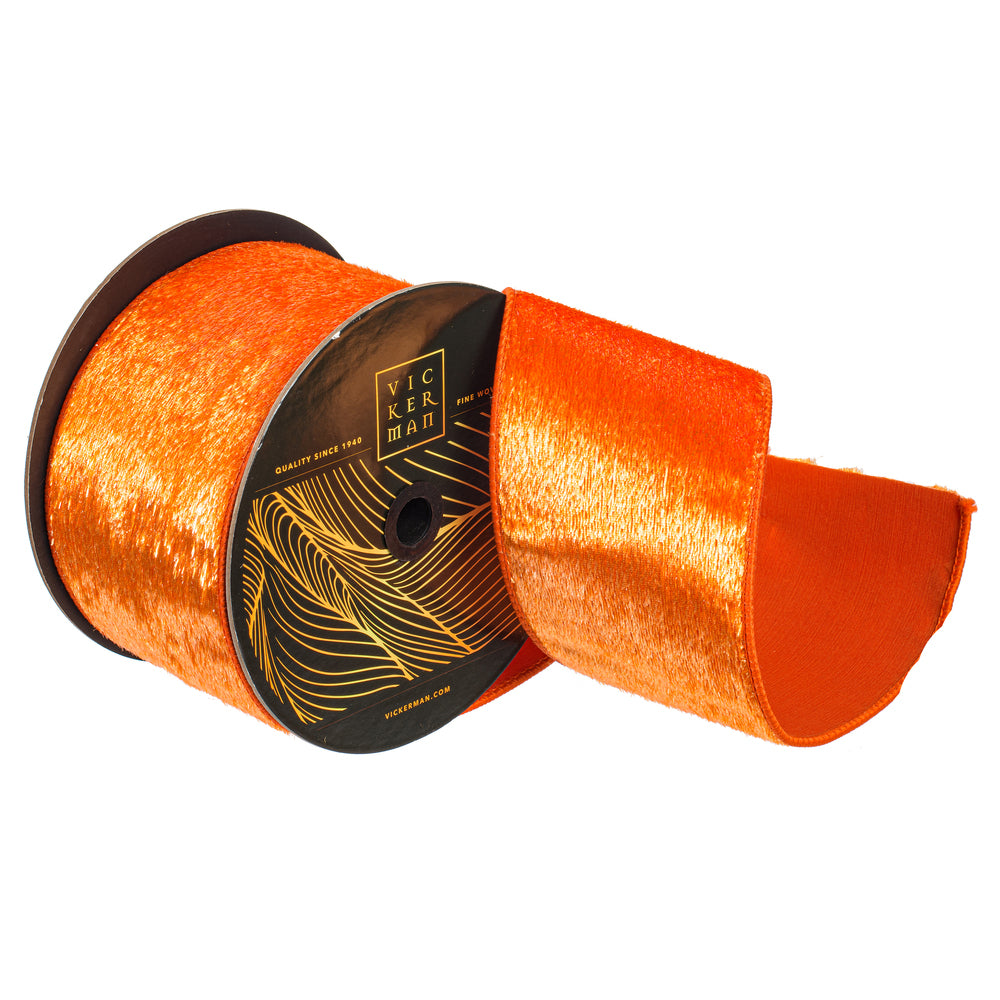 4"x10yd Orange Velvet Luster Ribbon