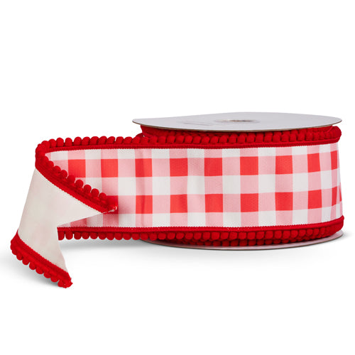 4" x 10 YDS Red Gingham Wired Ribbon - Burlap and Bling Decor