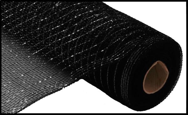 10"X10YD METALLIC MESH BLACK W/BLACK FOIL - Burlap and Bling Decor