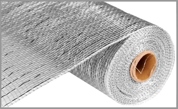 10"X10YD METALLIC MESH SILVER W/SILVER FOIL - Burlap and Bling Decor