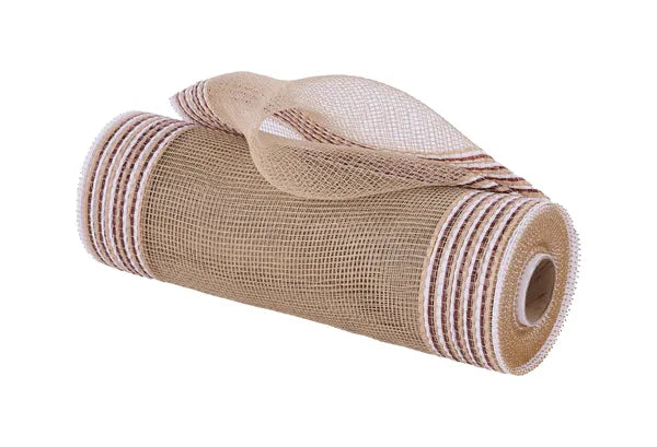 10"X10YD BORDER STRIPE MESH - Burlap and Bling Decor