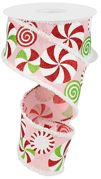 2.5"X10YD BOLD PEPPERMINTS/ROYAL/DRIFT PALE PINK/WHITE/LIME/RED